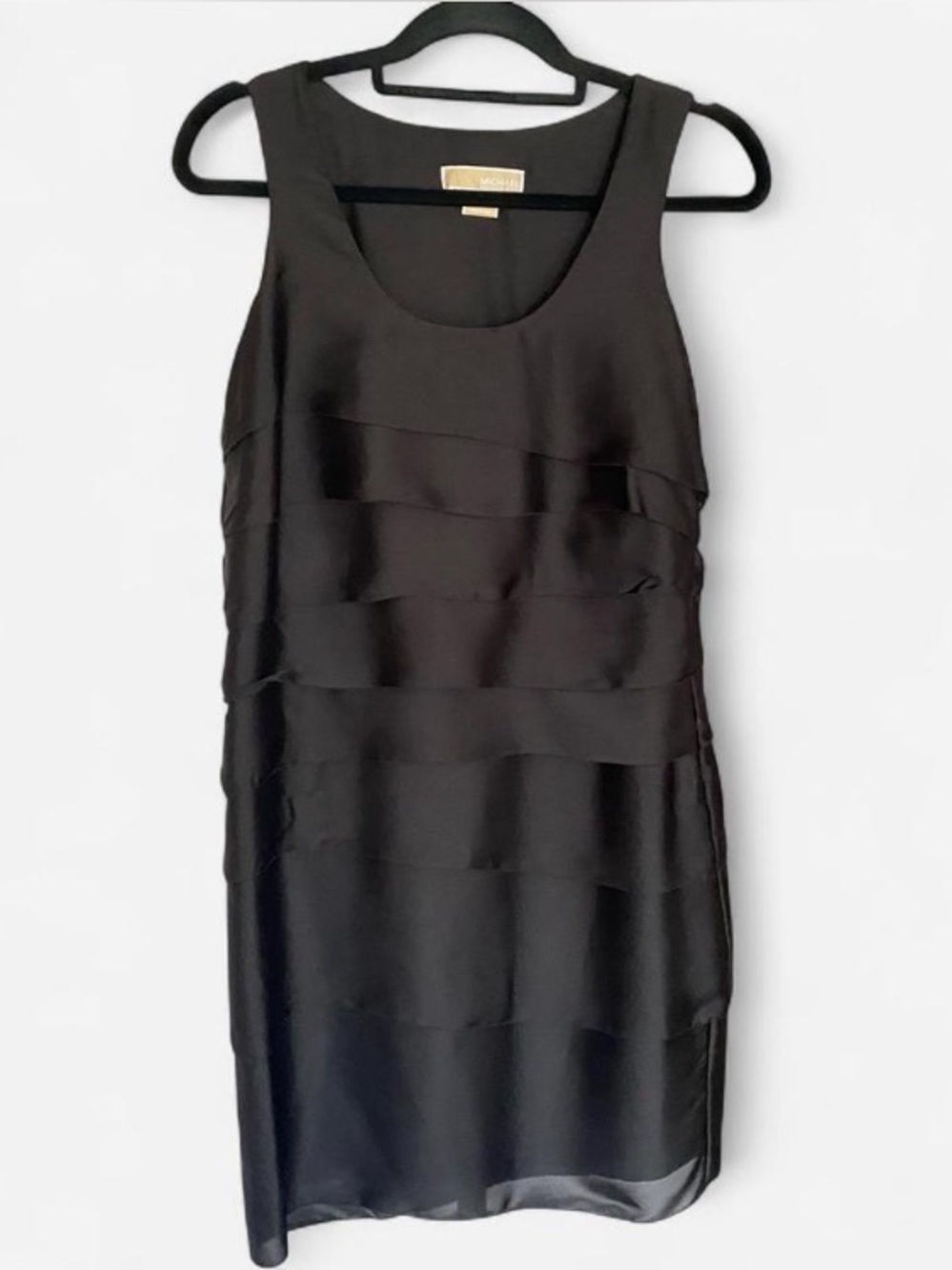 Michael Kors Black Strapless Layered Satin Dress